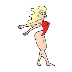 cartoon sexy woman in swimsuit