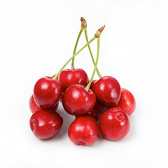 red cherries on a white background