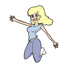 cartoon jumping woman