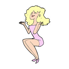 cartoon attractive woman sitting