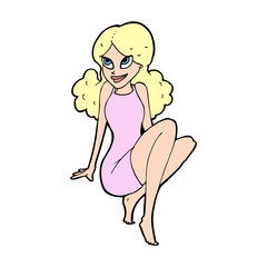 cartoon attractive woman posing