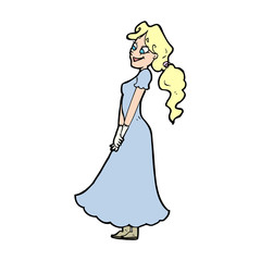 cartoon pretty woman in dress
