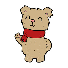 cartoon waving teddy bear