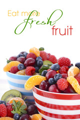 Fresh colorful fruit in breakfast bowls