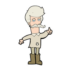 cartoon old man in poor clothes