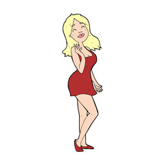 cartoon pretty woman in cocktail dress