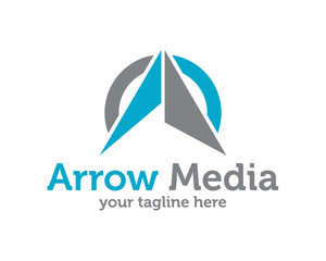 Arrow up business creative icon logo template. Abstract letter A logo with circular element design vector.