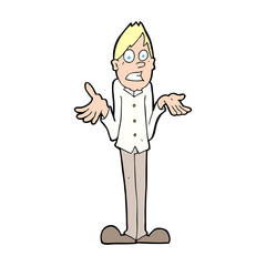 cartoon man shrugging shoulders