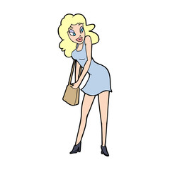 cartoon woman looking in handbag