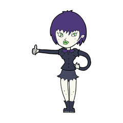 cartoon vampire girl giving thumbs up sign