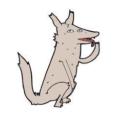 cartoon wolf licking paw