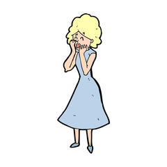 cartoon worried woman