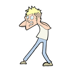 cartoon man panicking