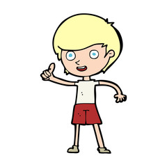 cartoon boy giving thumbs up symbol