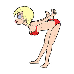 Naklejka premium cartoon pin up girl in bikini