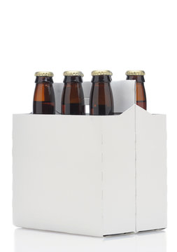 Six Pack Of Brown Beer Bottles