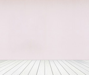 room interior with color wall and white wood floor