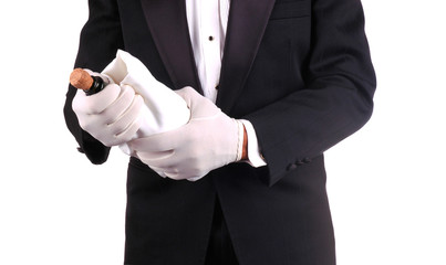 Man in Tuxedo with Champagne Bottle