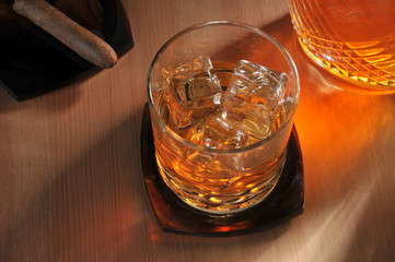 Whiskey and Decanter and Cigar