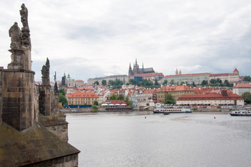 Fototapeta na wymiar beautiful panoramic and scenic view of old Prague