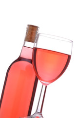 Blush Wine Bottle And Glass