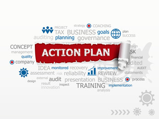 Action plan word cloud. Design illustration concepts for busines