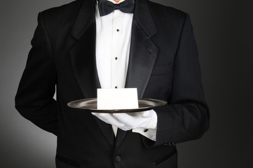 Butler With Note on Tray