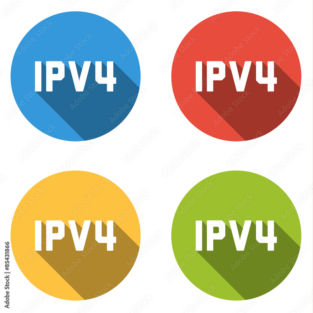 Poster collection of 4 isolated flat buttons for ipv4 (internet protoco