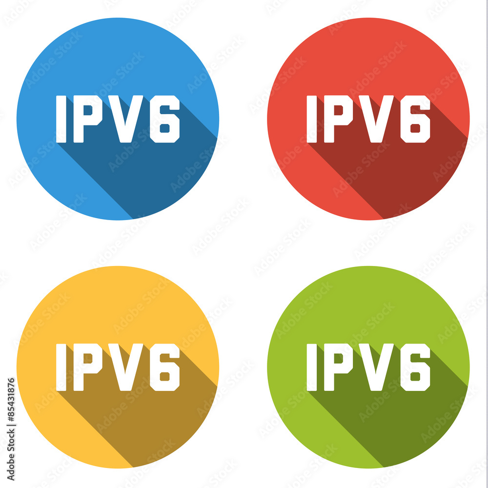 Poster collection of 4 isolated flat buttons for ipv6 (internet protoco