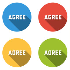 Collection of 4 isolated flat buttons  for AGREE