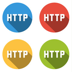 Collection of 4 isolated flat buttons for HTTP (Hypertext Transf