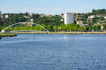 Pontevedra, footbridge over Lerez river, Galicia, tourism in Spain