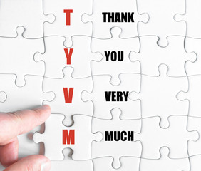 Fototapeta premium Last puzzle piece with Business Acronym TYVM