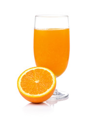 Orange juice and orange isolated on white background