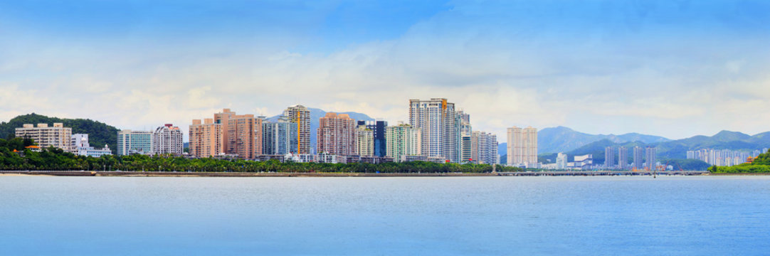 Fototapeta panorama view of zhuhai city in southern of china new economic city near hongkong and macau