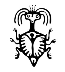 mite or beetle in native style, vector