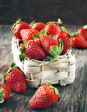 Fresh ripe strawberries in basket