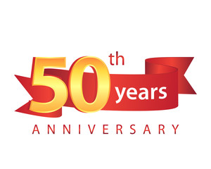 Obraz premium 50 Ribbon Anniversary Logo