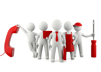 Group of 3D man different careers, professional career concept