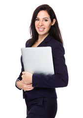 Beautiful businesswoman hold with laptop computer