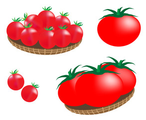 トマト、プチトマト、tomato、スーパーマーケット、まとめ売り、夏野菜、野菜、イラスト