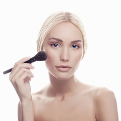 young blonde woman make-up