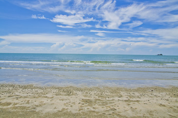 Cloud with blue sky and the beach.