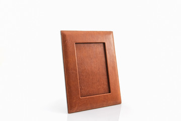 Vintage leather picture frame .