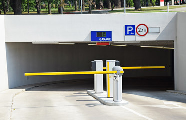 Paking lot gate and garage