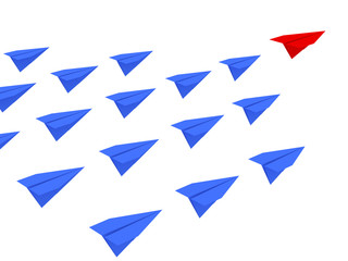 Fototapeta premium Koncepcja przywództwa. Papierowe samolociki