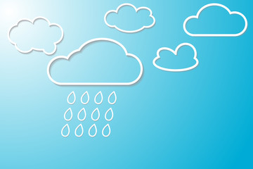 Paper white clouds on blue background