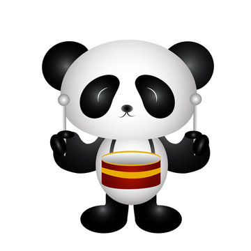 Panda playing drums