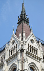 Fototapeta na wymiar Tower of the parliament building, Budapest, Hungary