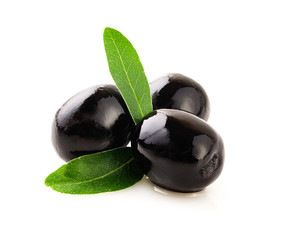 Black olives on white .